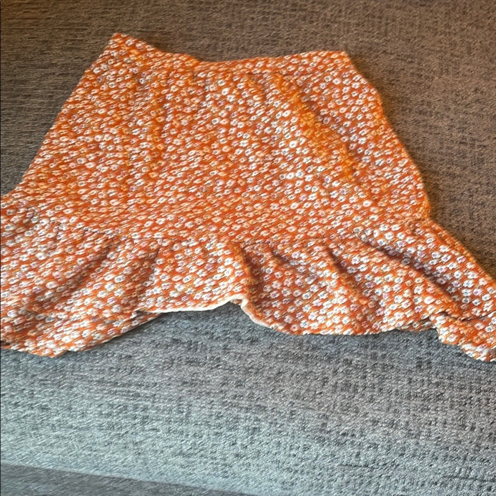 btween Orange White Bubble Mini Skirt